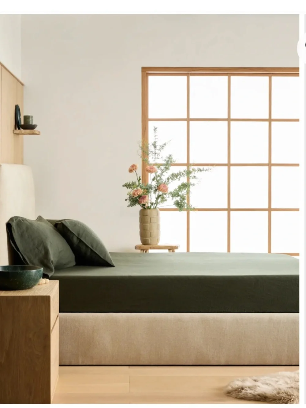 European Linen Queen Fitted Sheet Set - Pine
